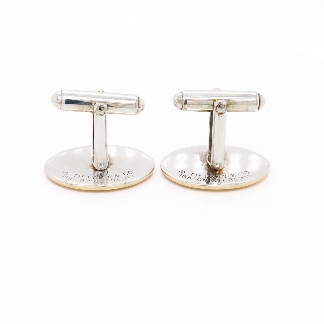 Tiffany & Co. 18k Gold and Sterling Silver Oval Cufflinks For Sale 5