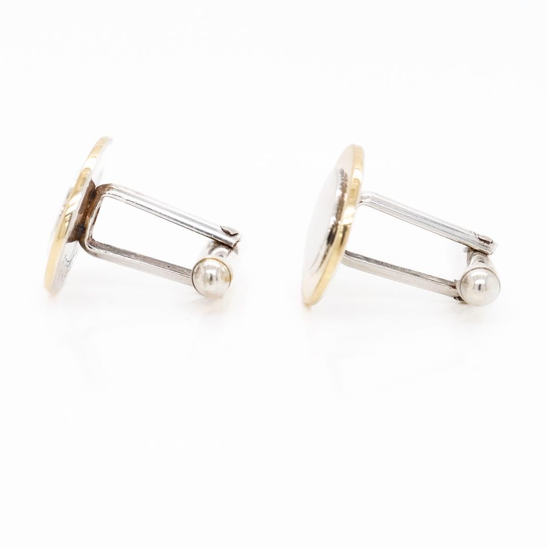 Tiffany & Co. Boutons de manchette ovales en or 18 carats et argent sterling Pour hommes en vente