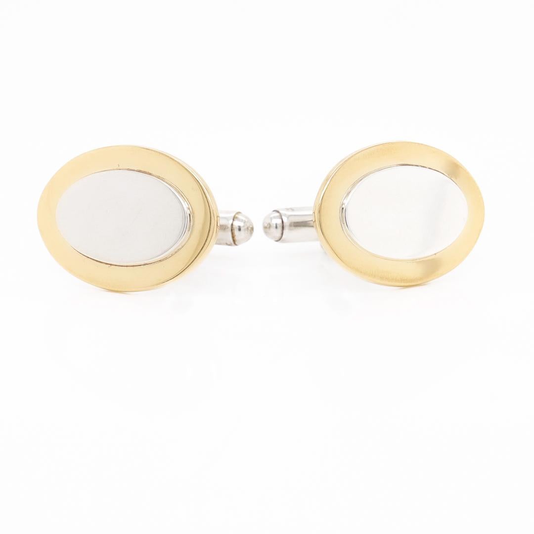 Tiffany & Co. 18k Gold and Sterling Silver Oval Cufflinks For Sale 4