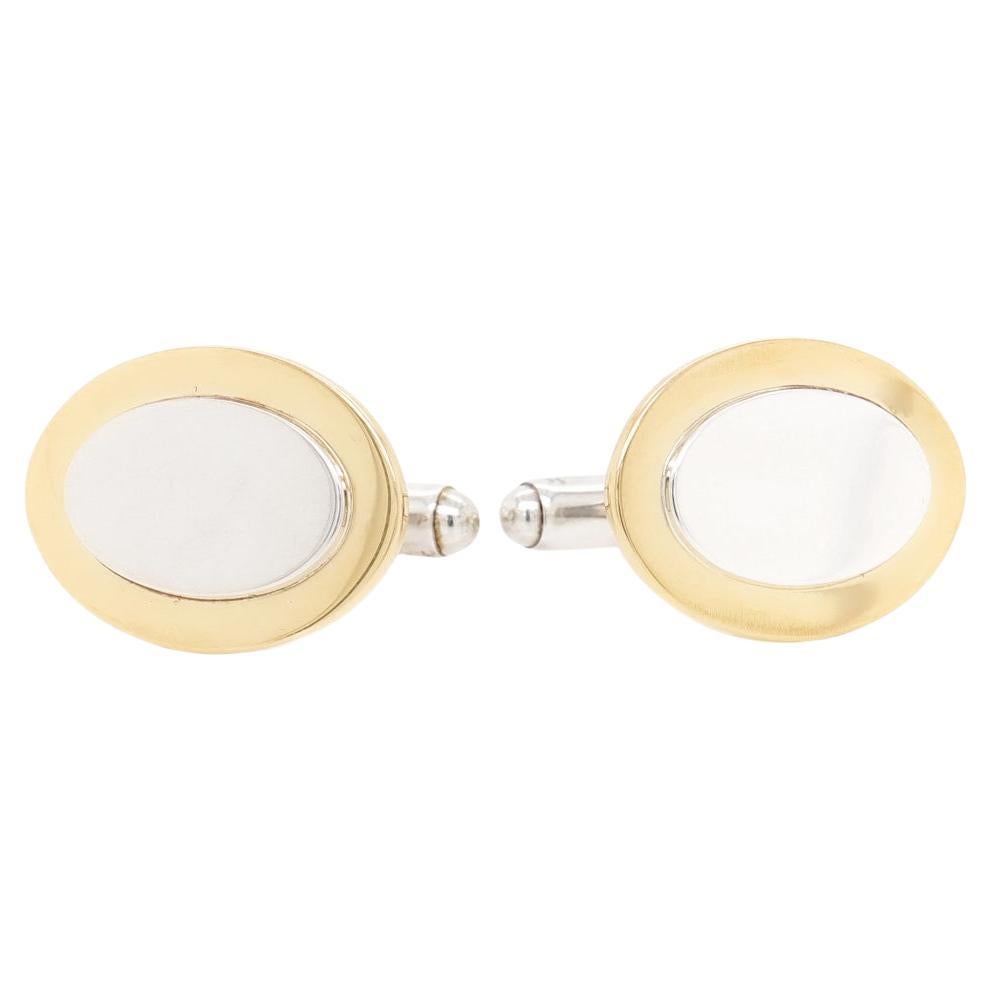 Tiffany & Co. Boutons de manchette ovales en or 18 carats et argent sterling en vente