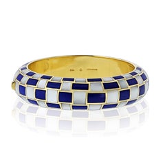 Tiffany & Co. 18K Gold Angela Cummings Mother Of Pearl And Lapis Inlay Bracelet