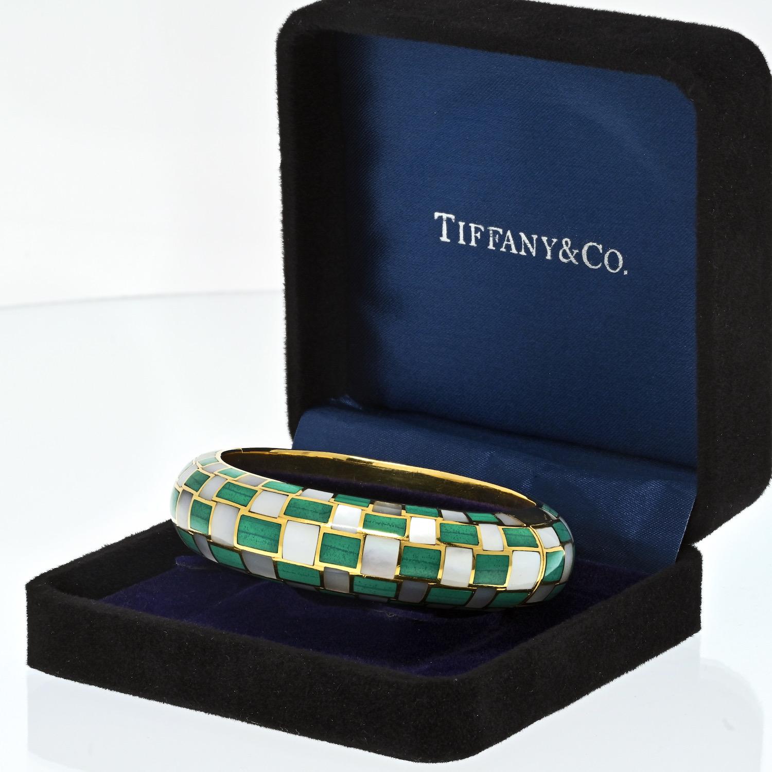Moderne Tiffany & Co. Bracelet Angela Cummings en or 18 carats, nacre et malachite