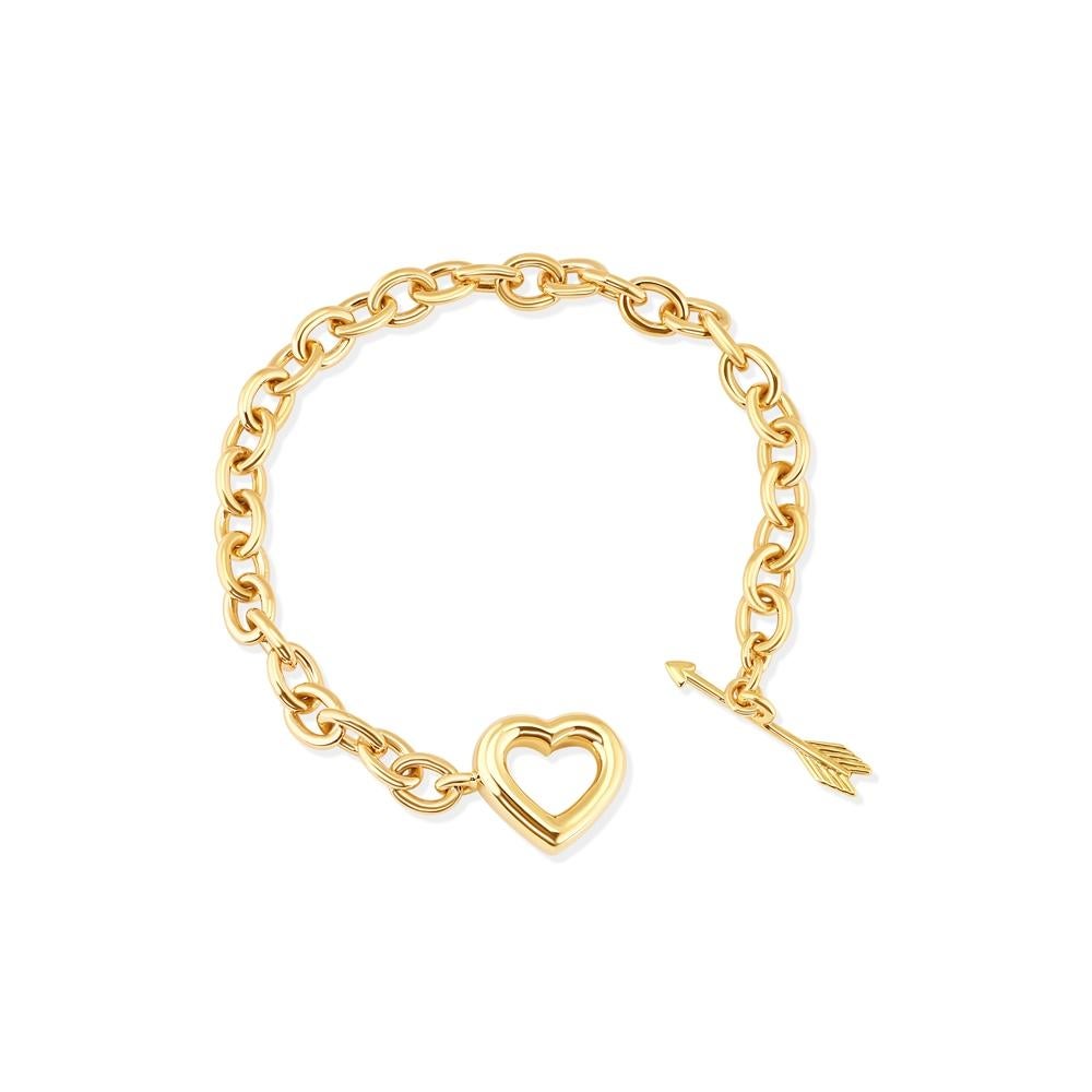 TIFFANY & Co. 18K Gold Arrow Heart Toggle Clasp Oval Link Bracelet 7.5