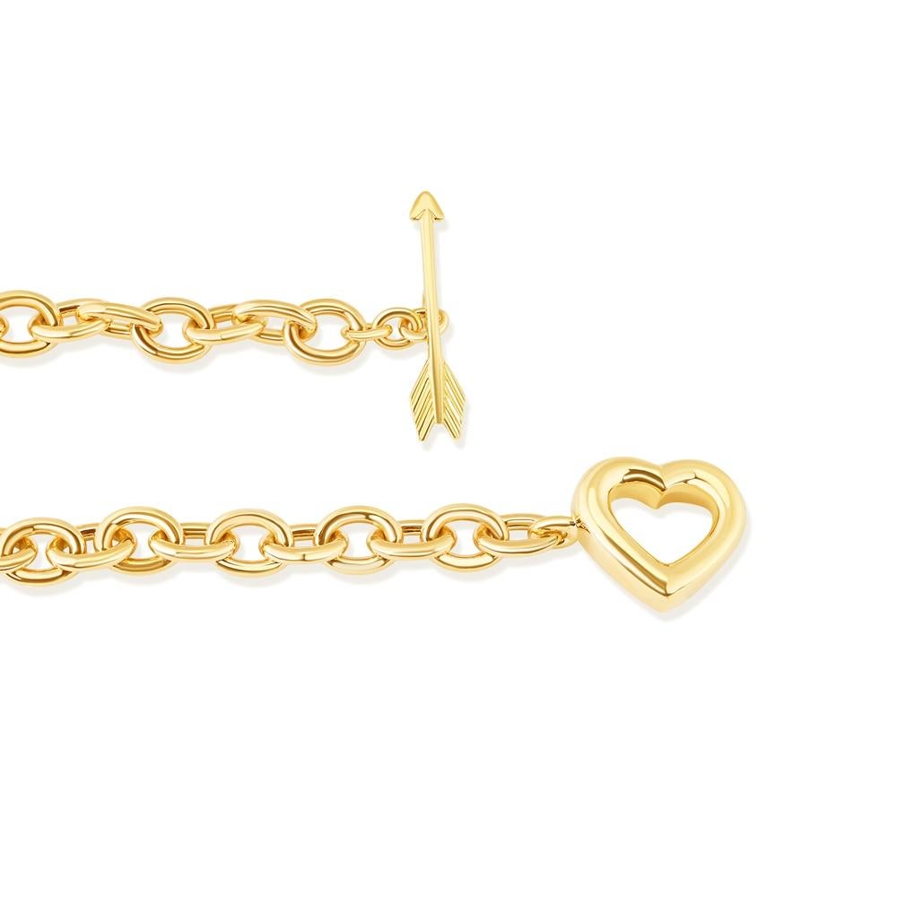 TIFFANY & Co. 18K Gold Arrow Heart Toggle Clasp Oval Link Bracelet 7.5