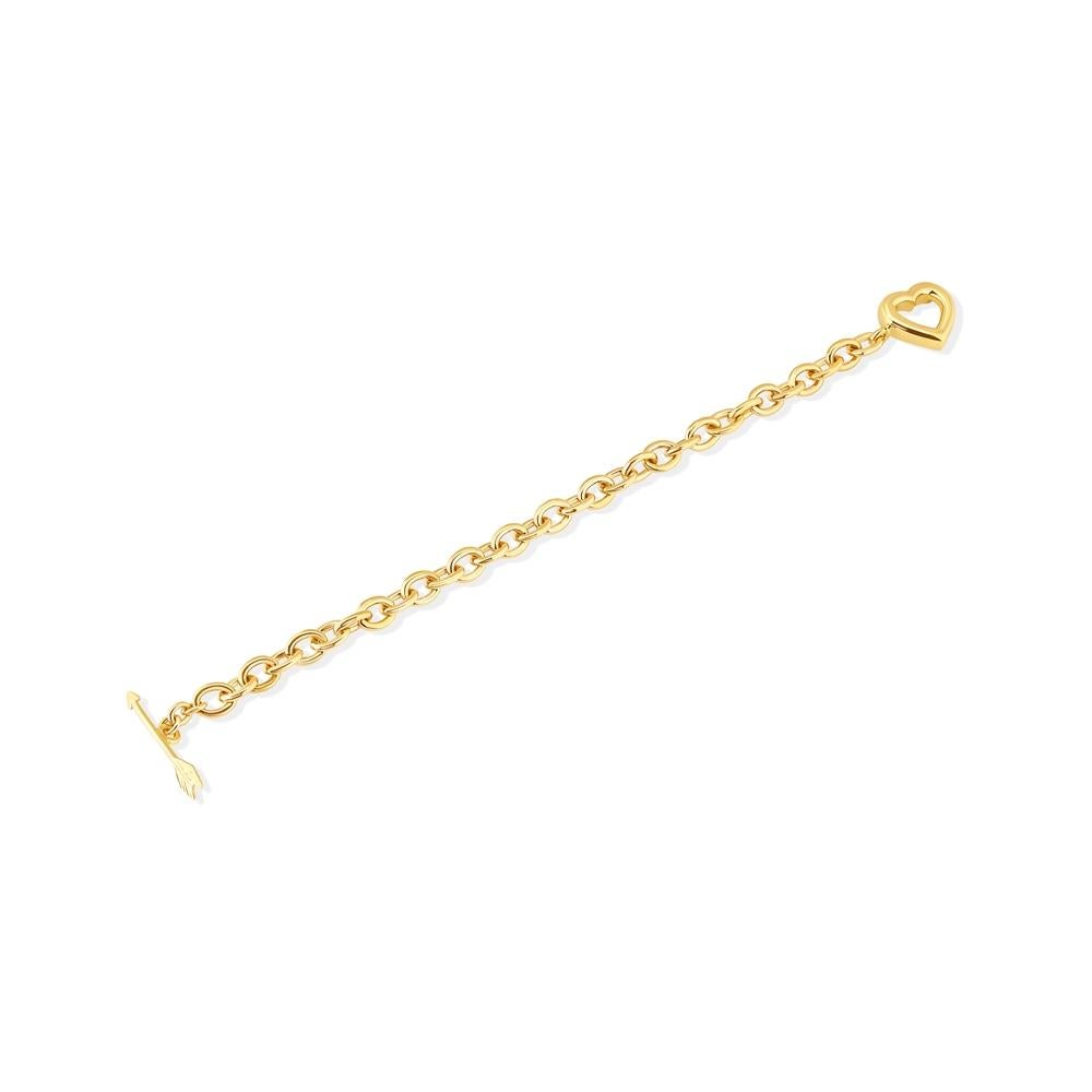 TIFFANY & Co. 18K Gold Arrow Heart Toggle Clasp Oval Link Bracelet 7.5
