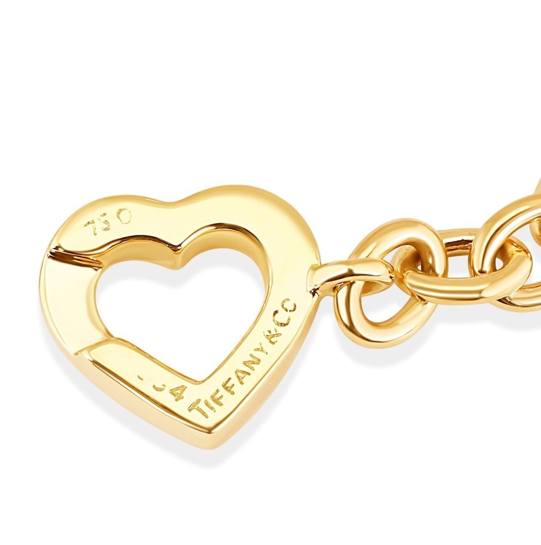 TIFFANY & Co. 18K Gold Arrow Heart Toggle Clasp Oval Link Bracelet 7.5