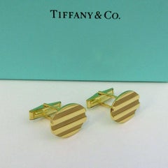 TIFFANY & Co. 18K Gold Atlas Groove Oval Manschettenknöpfe Manschettenknöpfe