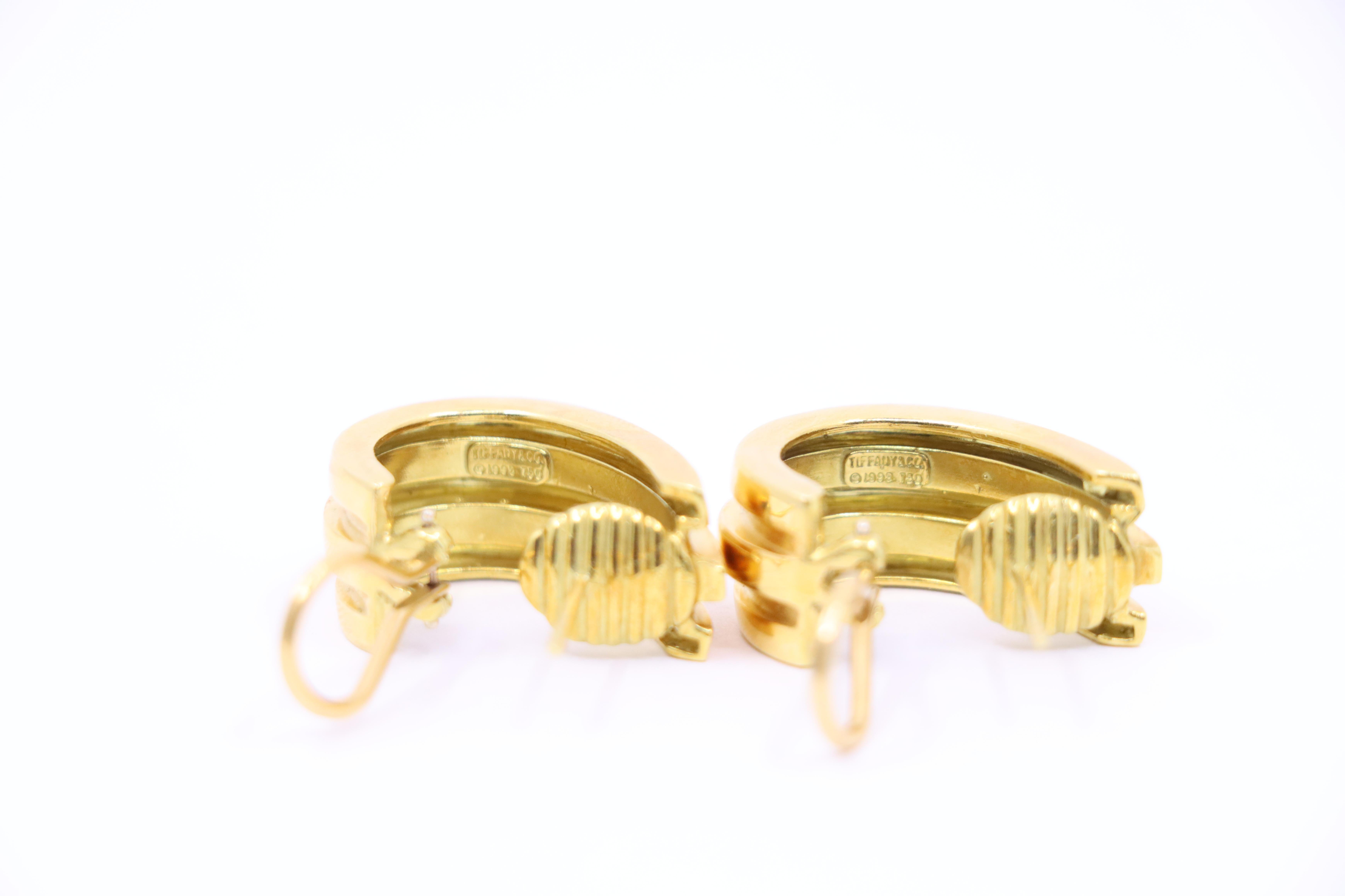 Tiffany & Co. 18K Gold Atlas Hoop Earrings For Sale 6