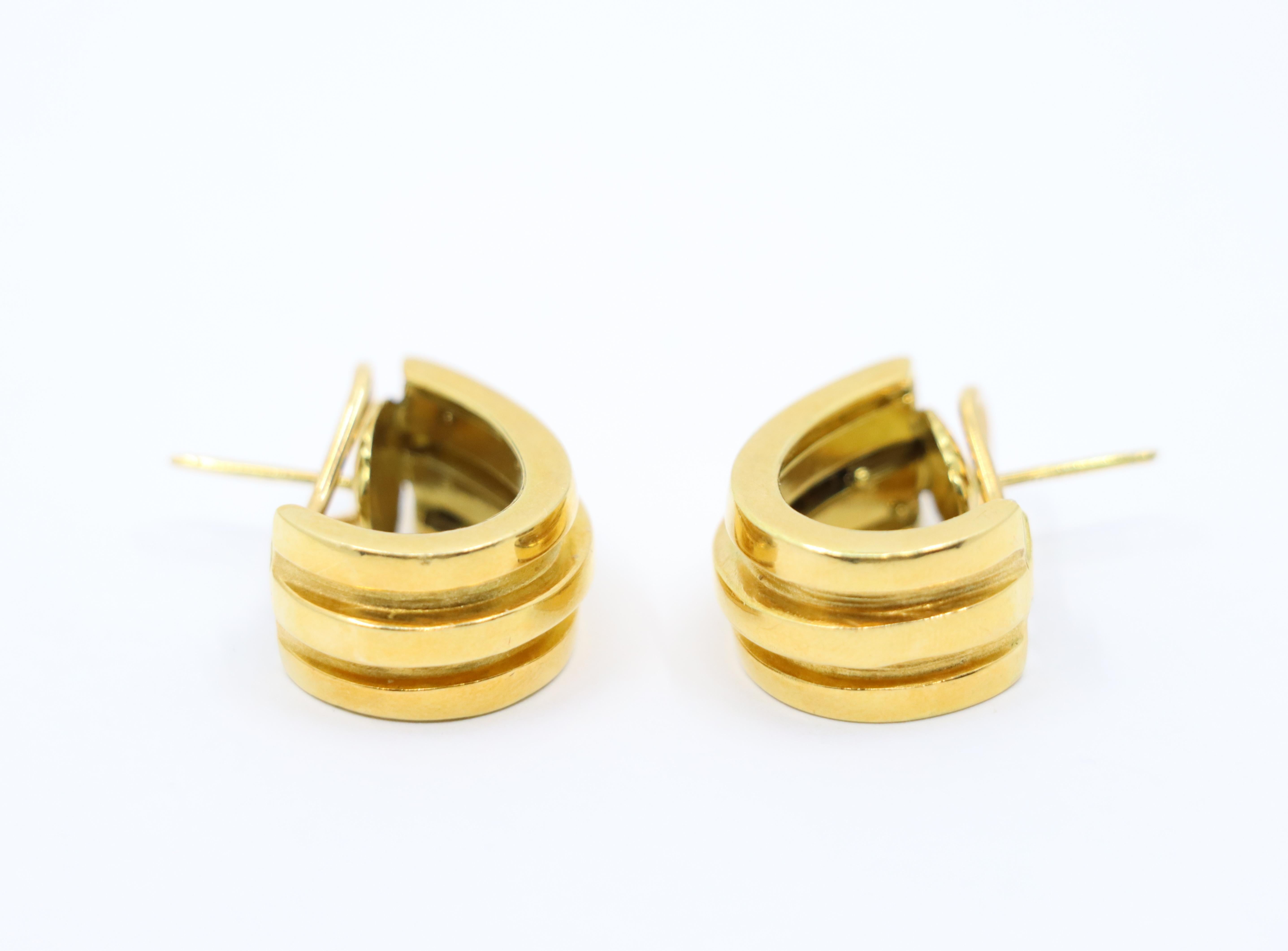 Tiffany & Co. 18K Gold Atlas Hoop Earrings For Sale 3