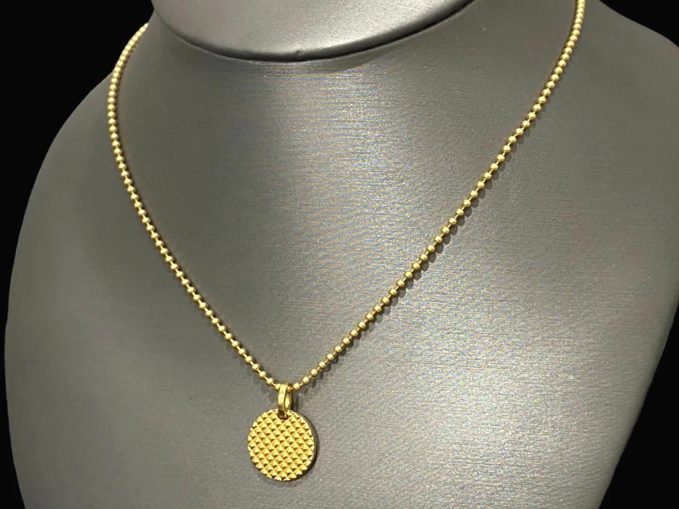 TIFFANY & Co. 18K Gold Diamond Point Circle Pendant Necklace 24