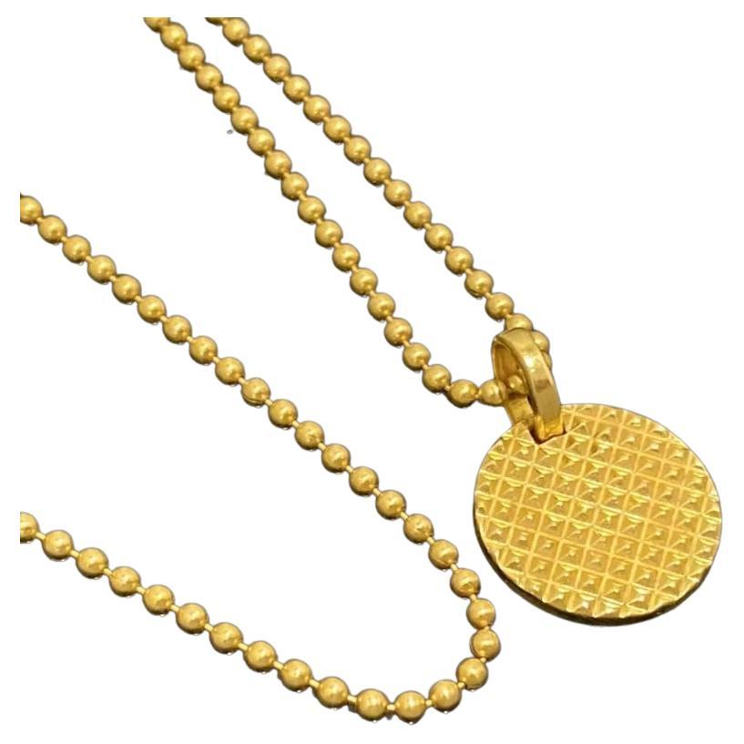 TIFFANY & Co. 18K Gold Diamant-Perlen-Halskette mit Kreis-Anhänger 24" Herren