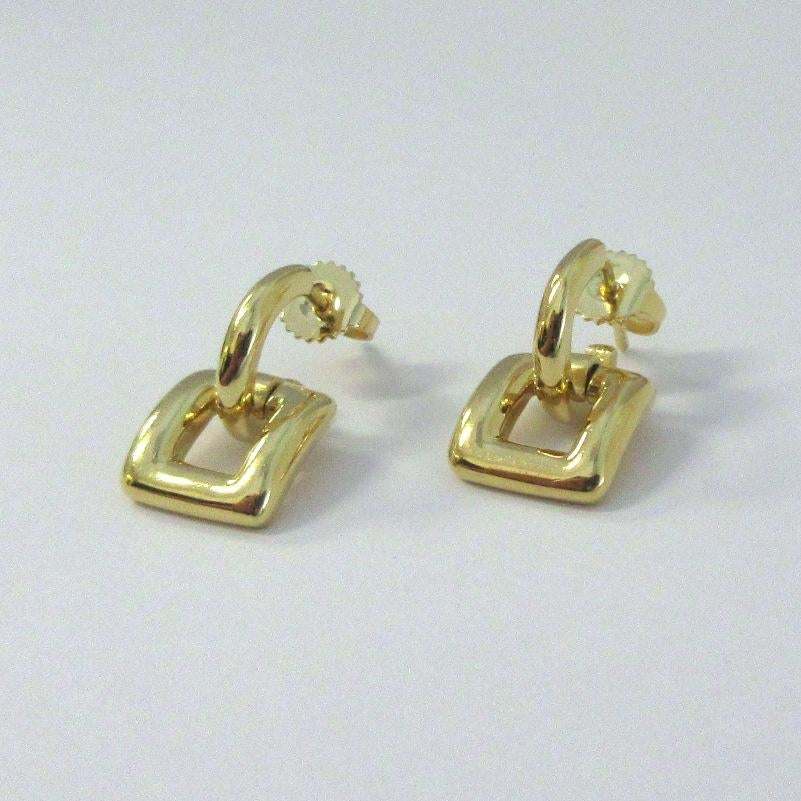 Tiffany & Co. Boucles d'oreilles en goutte carrées en or 18 carats et biscayne en vente 1