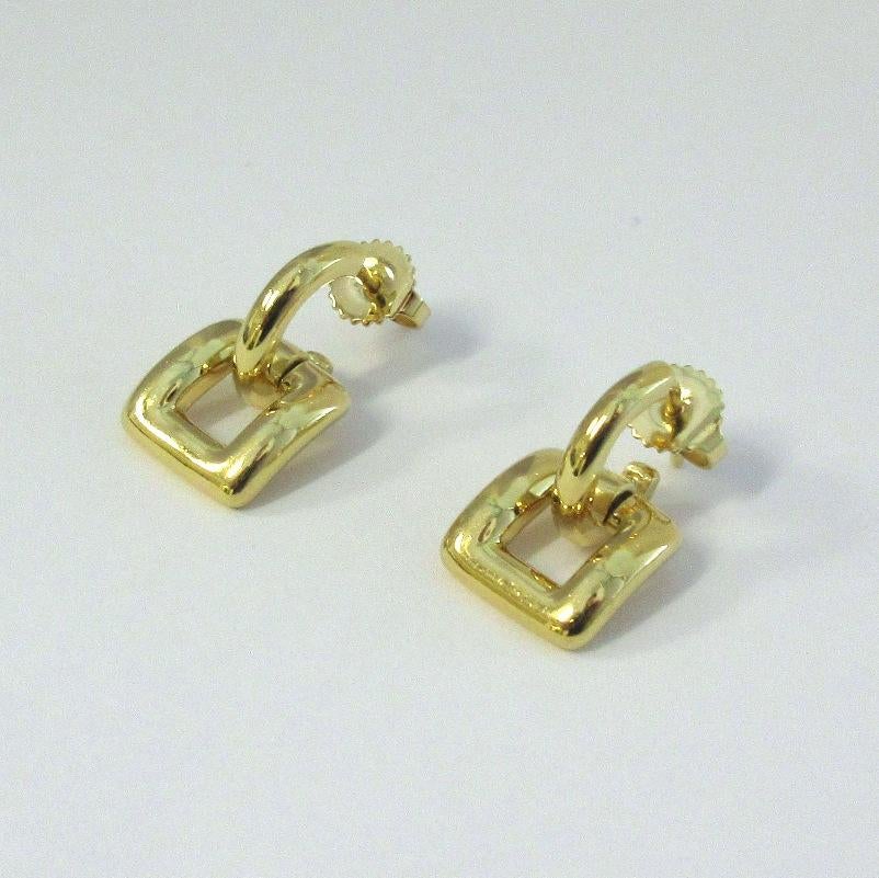 Tiffany & Co. Boucles d'oreilles en goutte carrées en or 18 carats et biscayne en vente 3