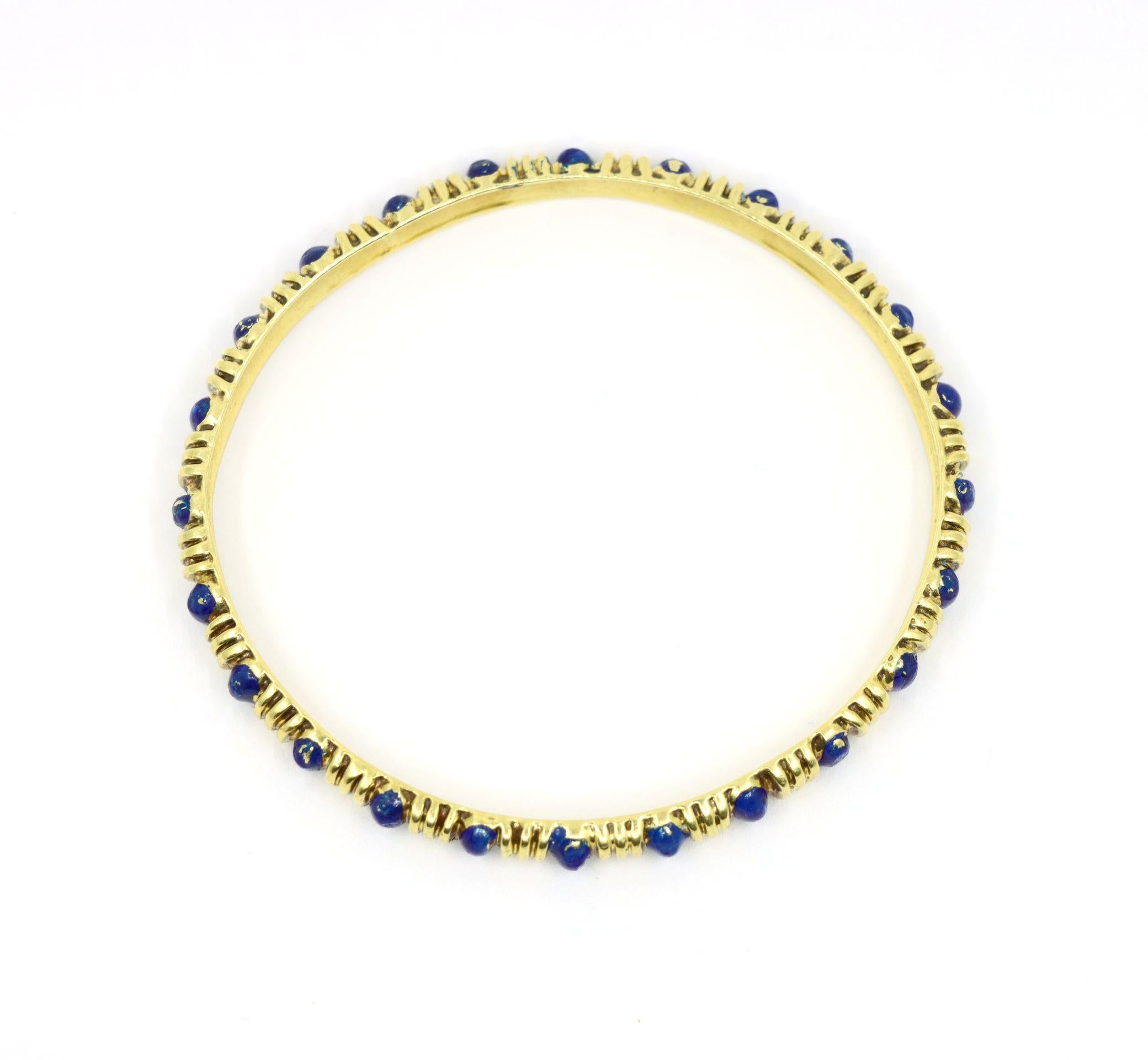 De las mujeres Brazalete Tiffany & Co. de oro de 18 quilates con esmalte azul texturizado en venta