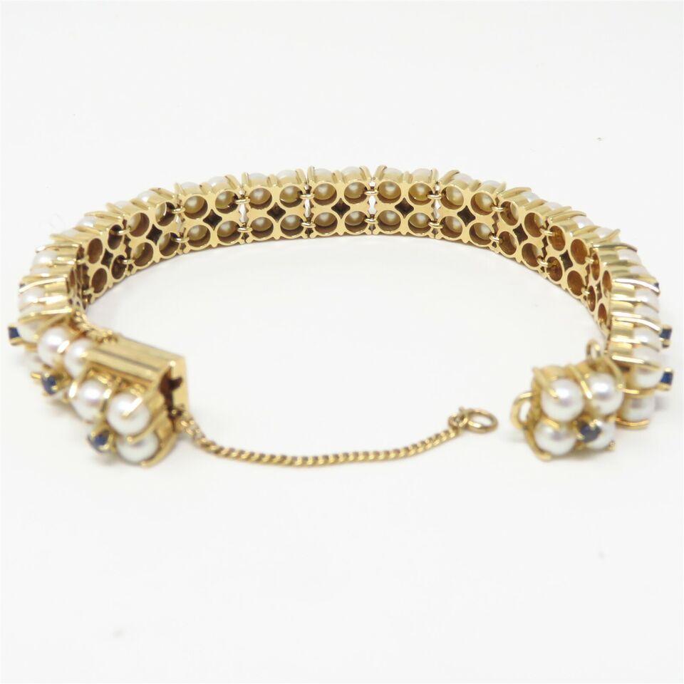 Tiffany & Co. 18k Gold Bracelet Blue Sapphires and Pearls In Excellent Condition For Sale In Chicago, IL