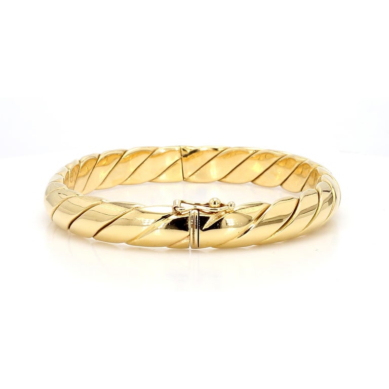 Tiffany and Co. 18K Gold Braided Twisted Rope Hinged Bangle