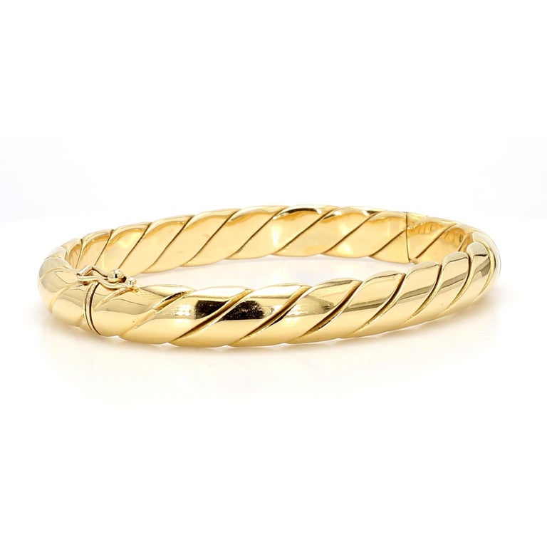 Tiffany and Co. 18K Gold Braided Twisted Rope Hinged Bangle
