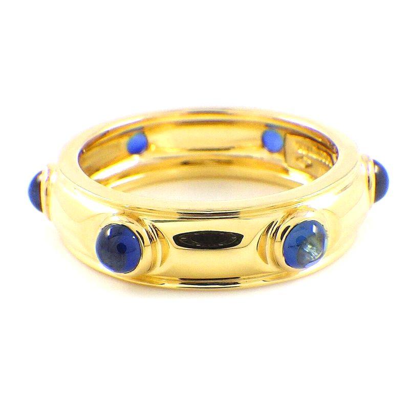 TIFFANY & Co. 18K Gold Cabochon Sapphire Band Ring 5.5 In Excellent Condition In Los Angeles, CA