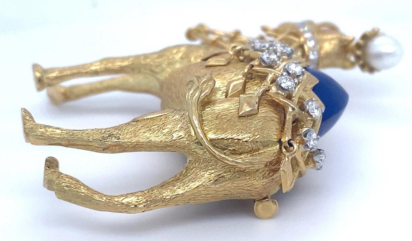 Tiffany & Co. 18k Gold Camel Brooch with Lapis & Gemstone by Jean Schlumberger For Sale 6