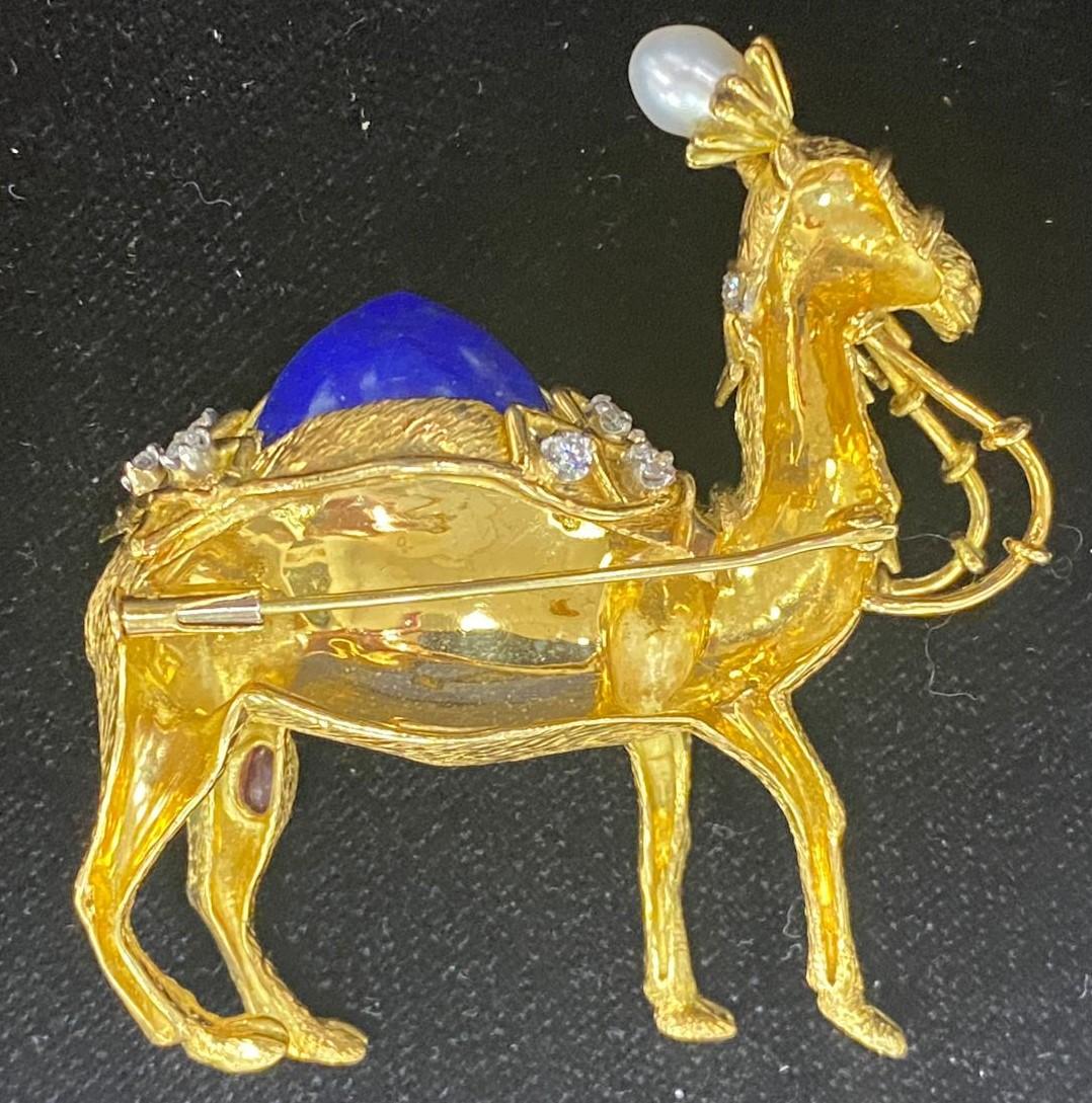 Tiffany & Co. 18k Gold Camel Brooch with Lapis & Gemstone by Jean Schlumberger For Sale 9