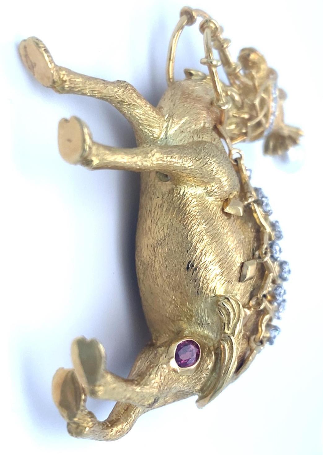 Modern Tiffany & Co. 18k Gold Camel Brooch with Lapis & Gemstone by Jean Schlumberger For Sale