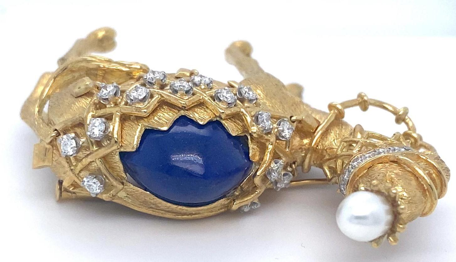 Tiffany & Co. 18k Gold Camel Brooch with Lapis & Gemstone by Jean Schlumberger For Sale 3