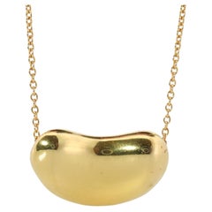 Tiffany & Co. 18k Gold Chain and Bean Pendant Necklace. 750 Yellow Gold Tiffany