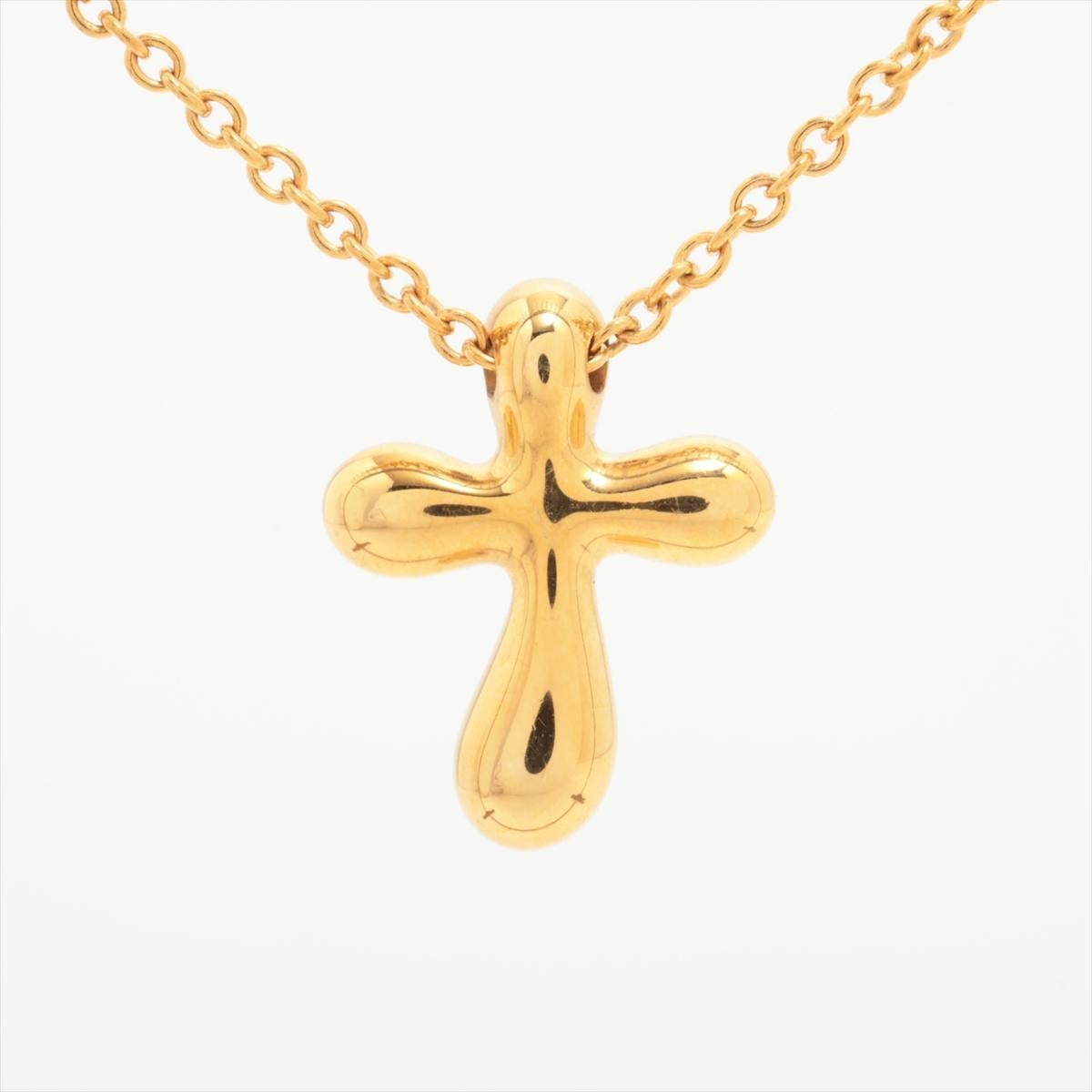 Modern Tiffany & Co. 18k Gold Chain and Cross Pendant Necklace. 750 Yellow Crucifix For Sale