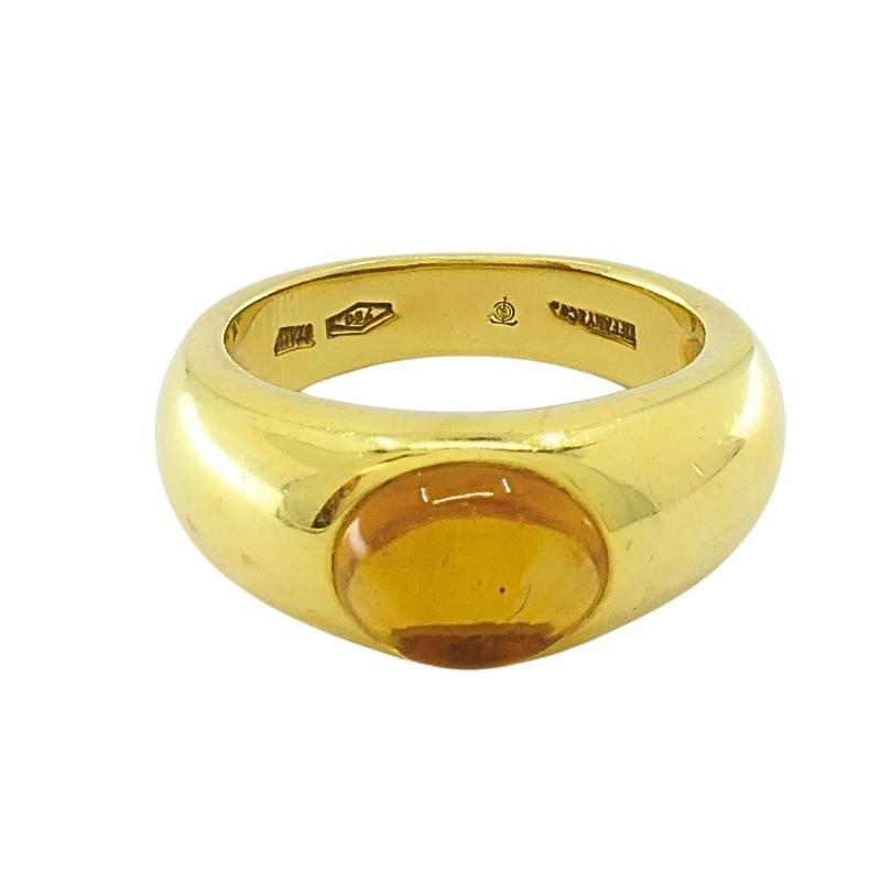 Tiffany & Co. 18K Gold Citrine Cabochon Ring In Good Condition For Sale In Beverly Hills, CA