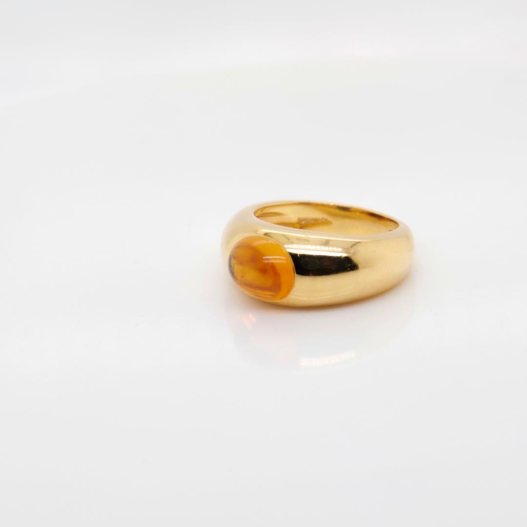 Modern Tiffany & Co. 18K Gold & Citrine Cabochon Ring For Sale