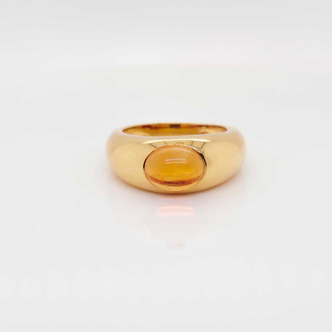Tiffany & Co. 18K Gold & Citrine Cabochon Ring In Good Condition For Sale In Philadelphia, PA