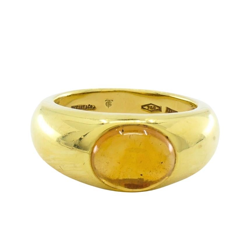 Tiffany & Co. 18K Gold Citrine Cabochon Ring For Sale 3