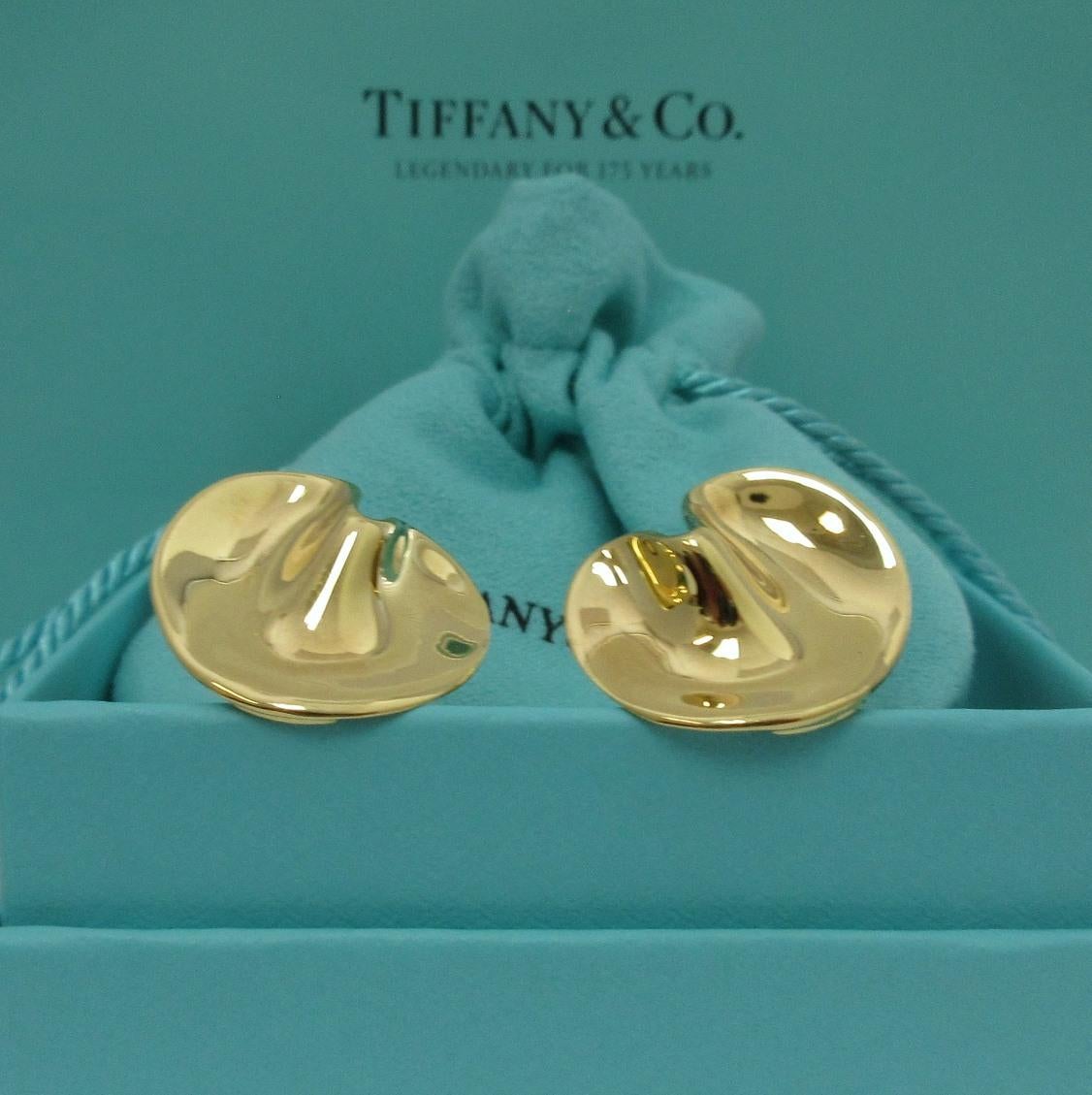 Women's TIFFANY & Co. 18K Gold Clip-On Lily Pad Earrings Large For Sale