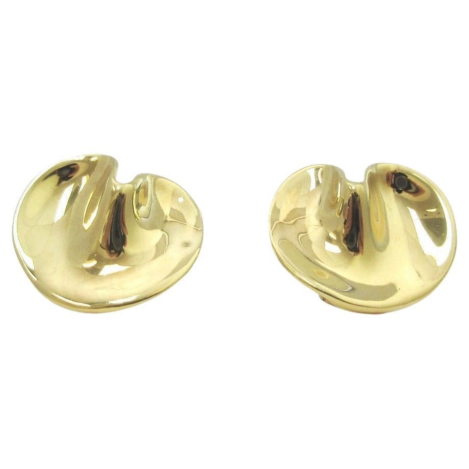 TIFFANY & Co. 18K Gold Clip-On Lily Pad Earrings Large For Sale