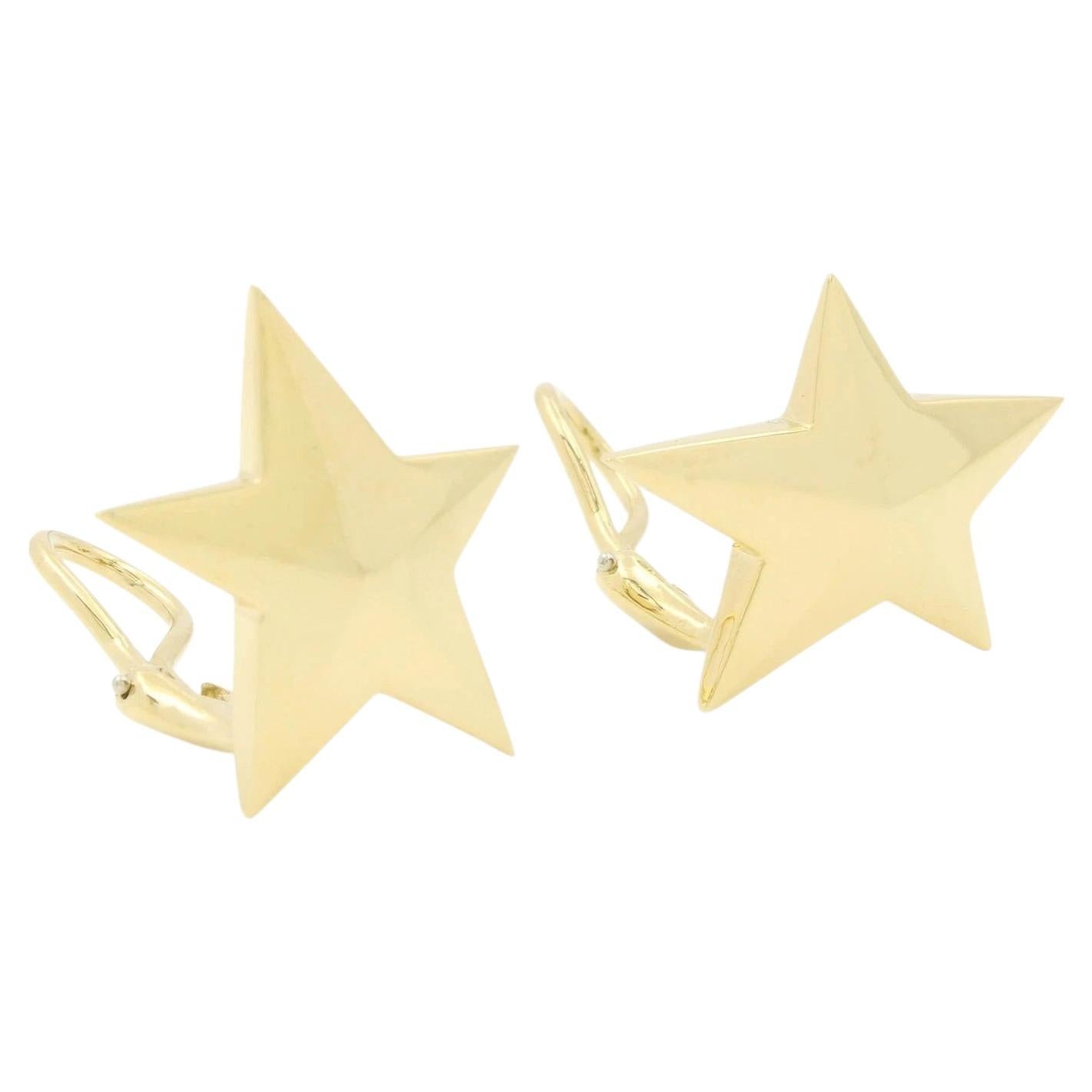 TIFFANY & Co. 18K Gold Clip-on Star Earrings Large For Sale