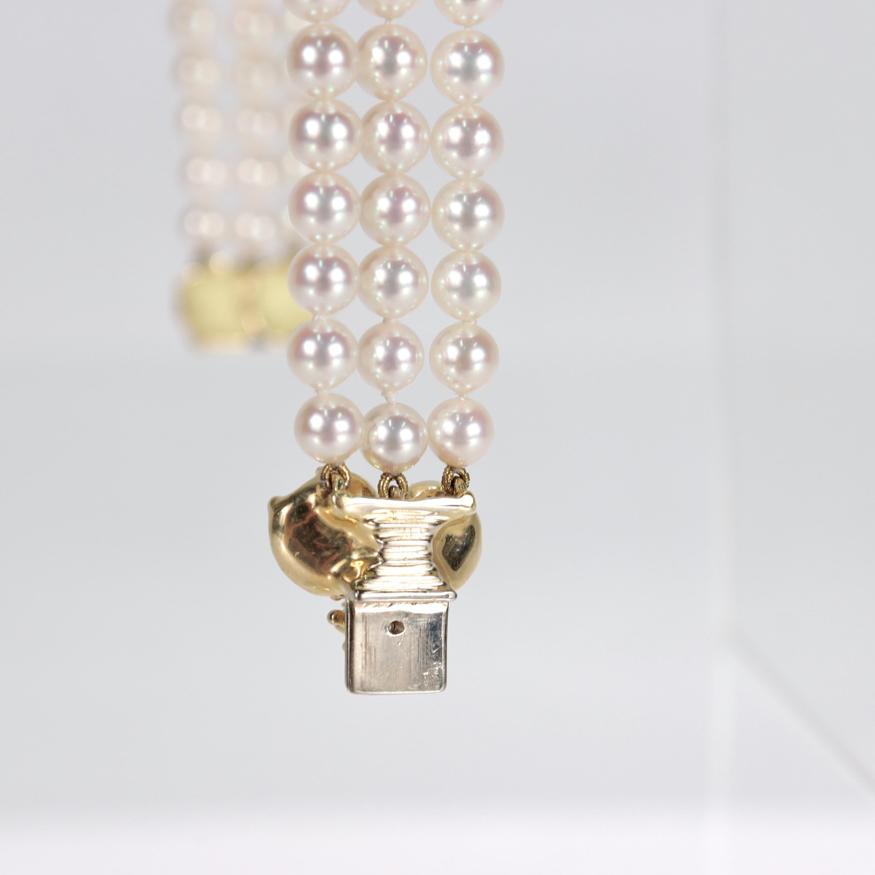 Tiffany & Co 18k Gold, Cultured Pearl and Diamond Dogwood Bracelet 6