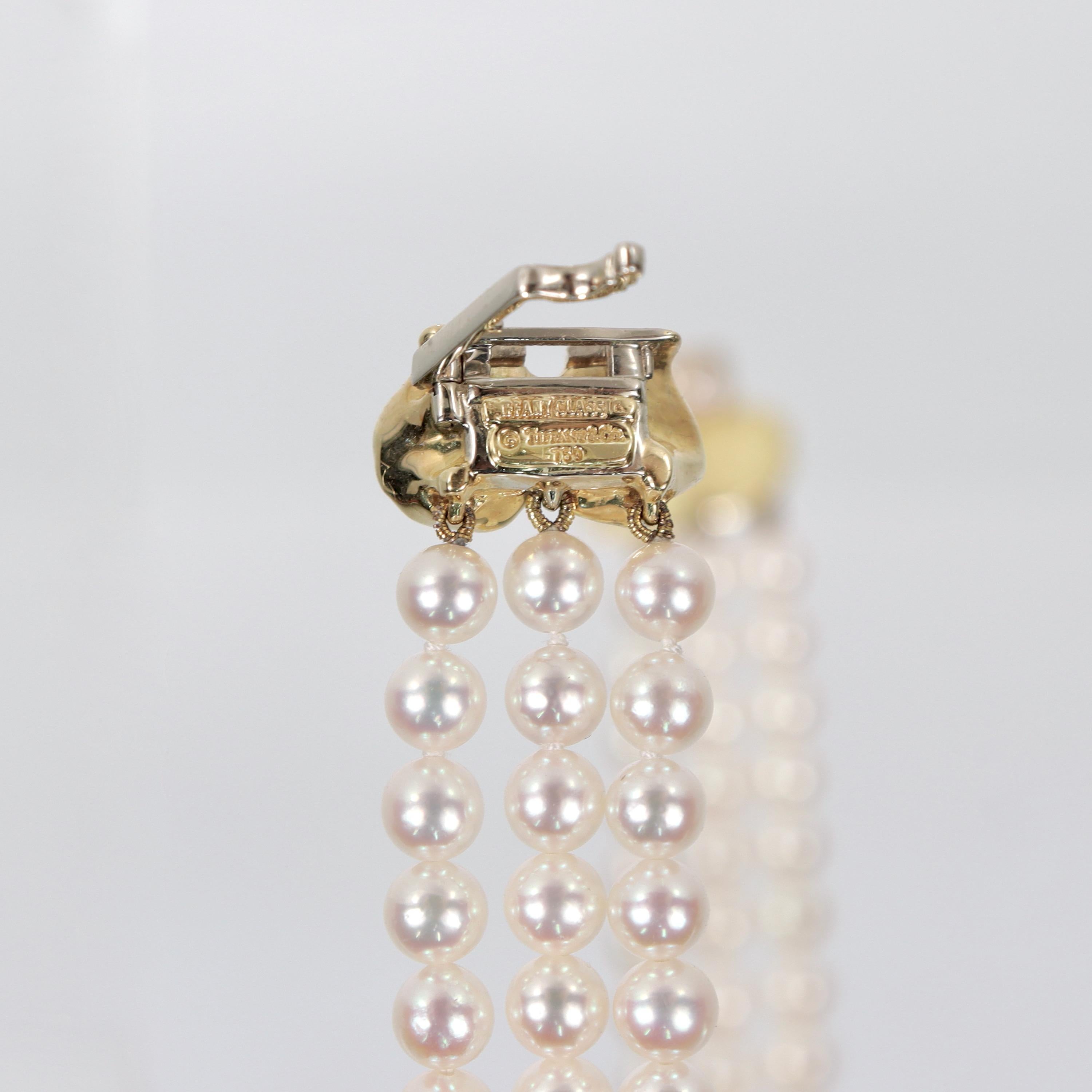 Tiffany & Co 18k Gold, Cultured Pearl and Diamond Dogwood Bracelet 7
