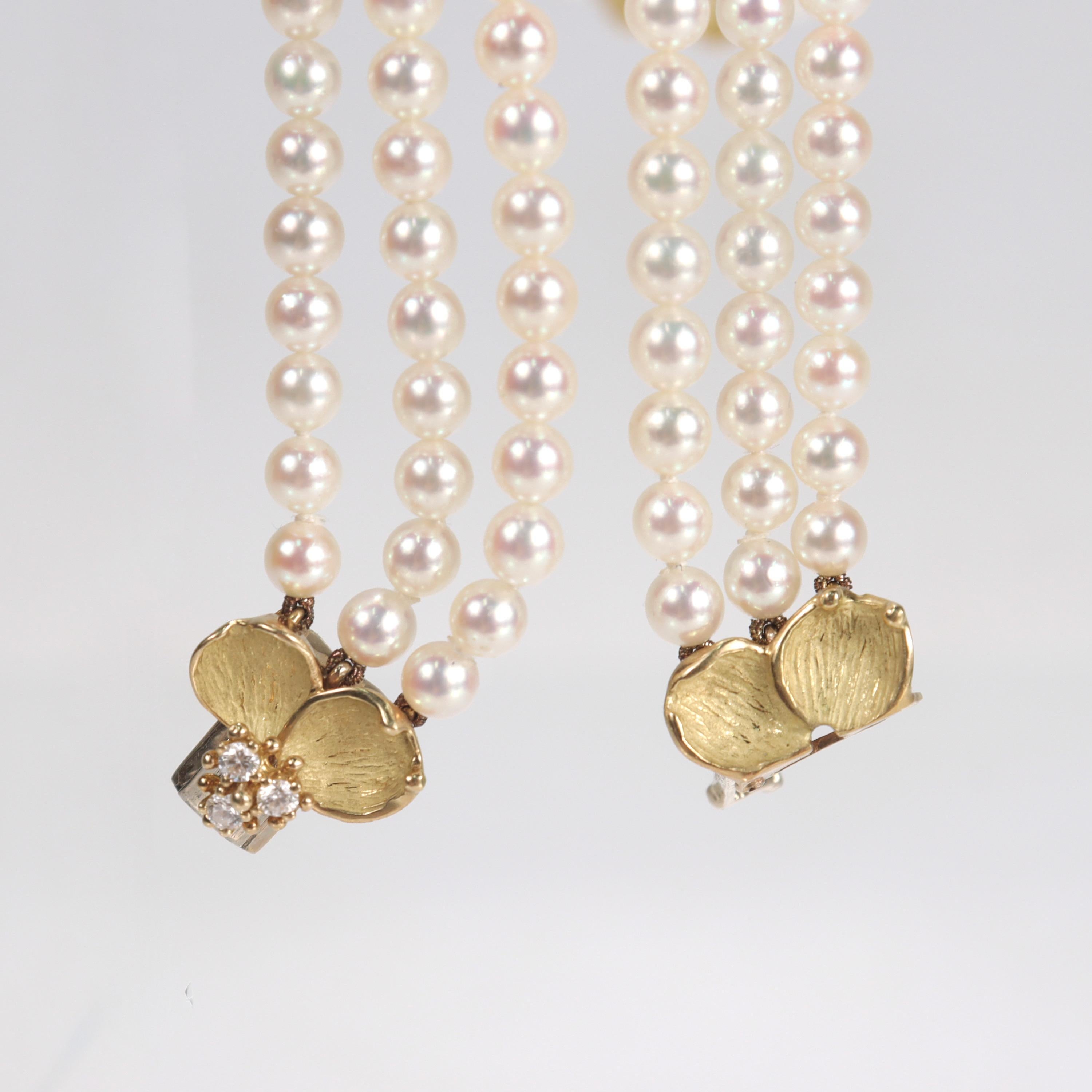 Tiffany & Co 18k Gold, Cultured Pearl and Diamond Dogwood Necklace 8