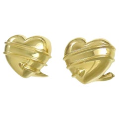 Vintage TIFFANY & Co. 18K Gold Cupid Arrow Heart Earrings