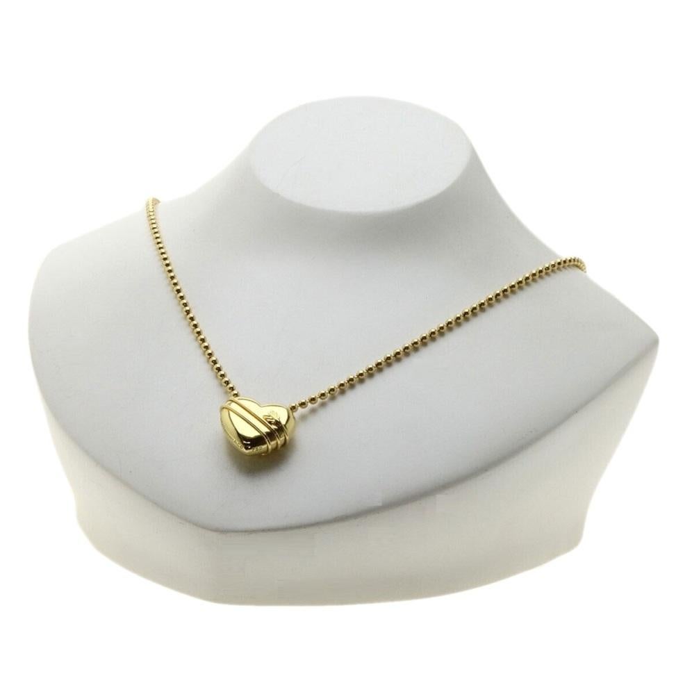 TIFFANY & Co. 18K Gold Cupid Arrow Heart Pendant Beaded Chain Necklace For Sale 1