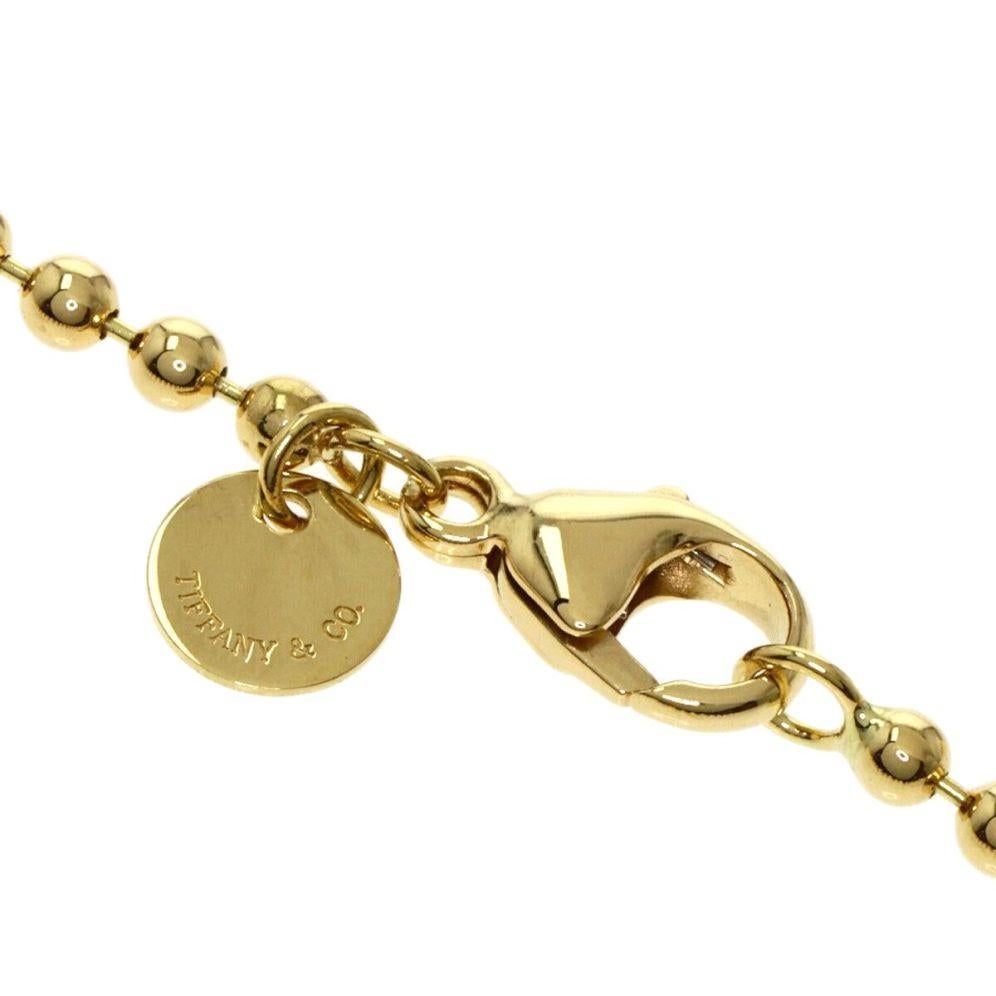 TIFFANY & Co. 18K Gold Cupid Arrow Heart Pendant Beaded Chain Necklace For Sale 2