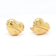 Tiffany & Co. 18K Gold Cupid Arrow Heart Shaped Clip Earrings
