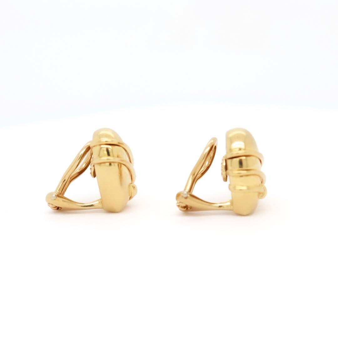 Tiffany & Co. 18K Gold Cupid Arrow Heart Shaped Clip Earrings For Sale 2