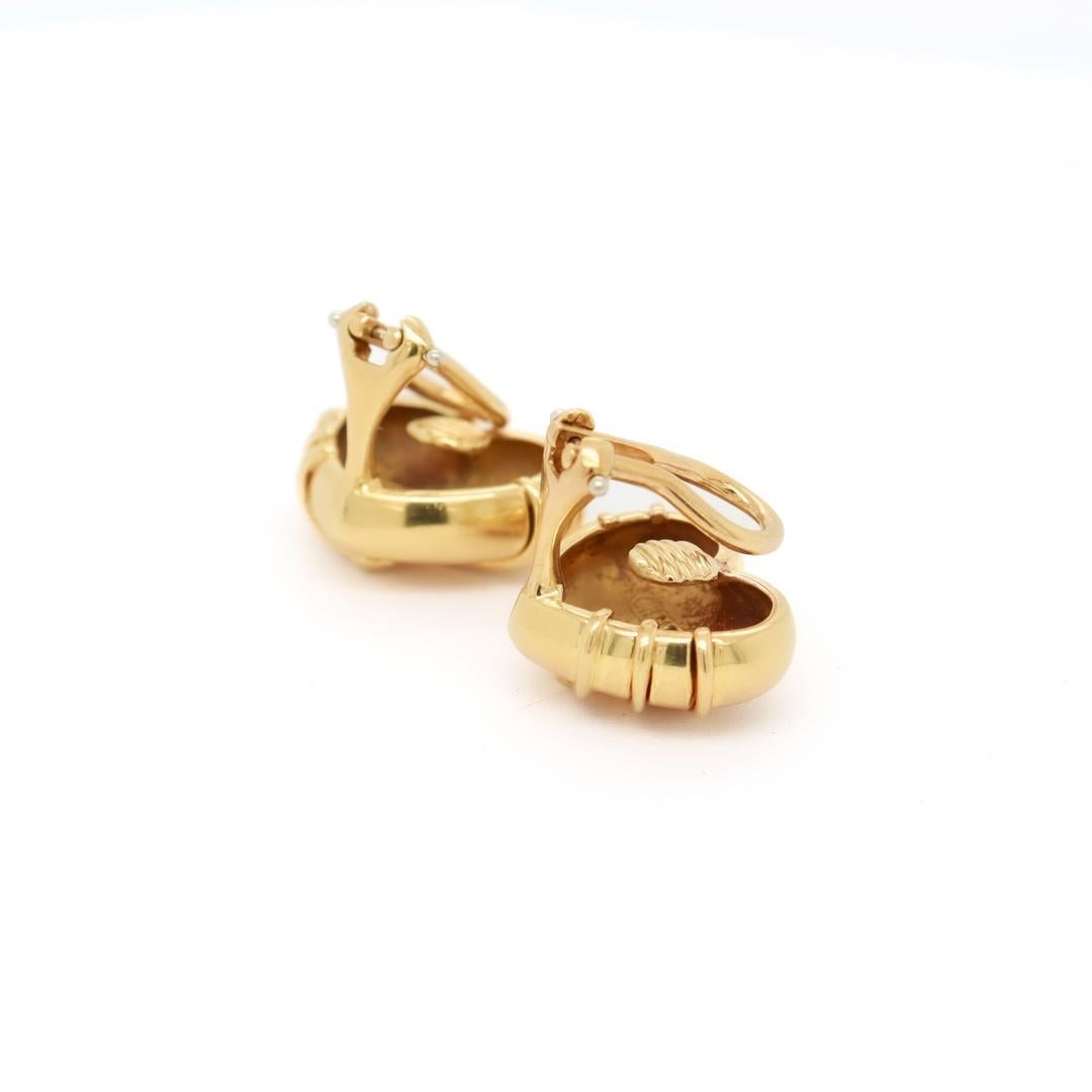Tiffany & Co. 18K Gold Cupid Arrow Heart Shaped Clip Earrings For Sale 3