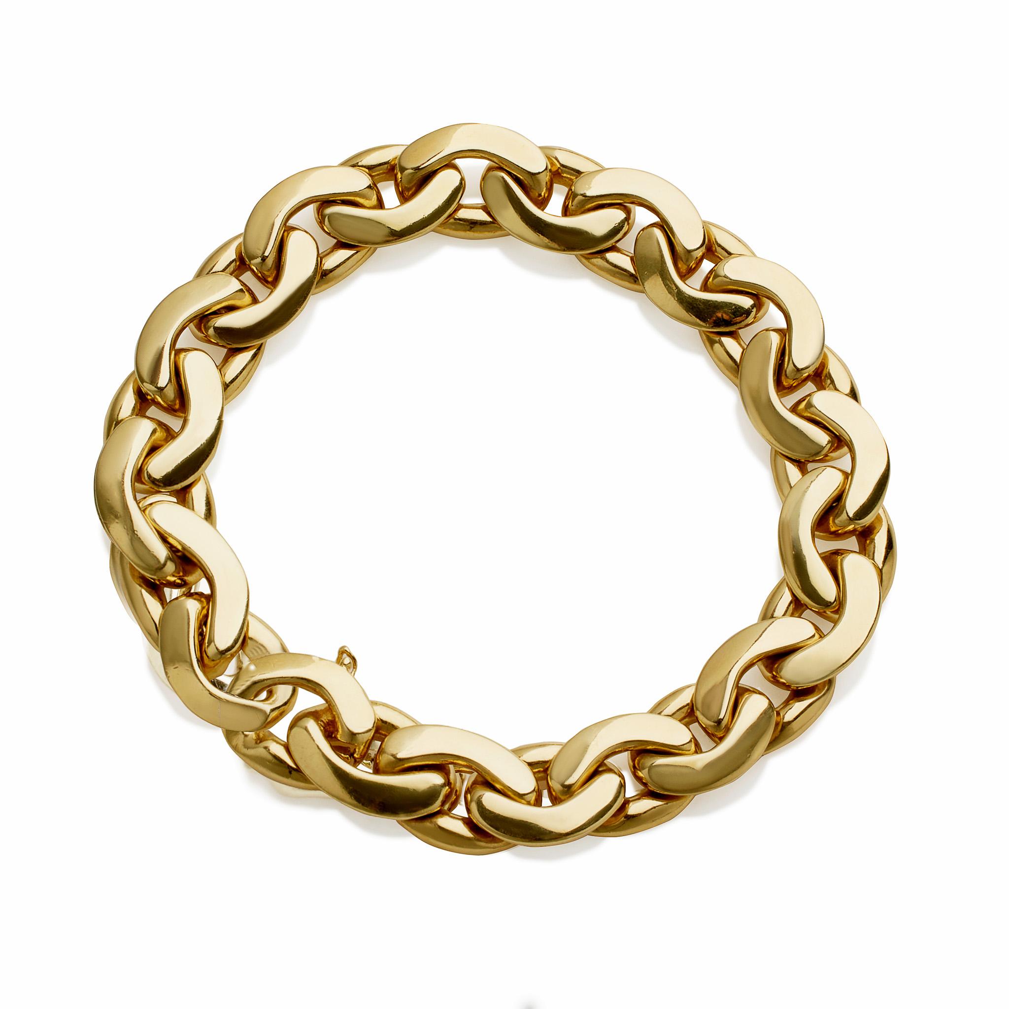 Tiffany & Co. Bracelet à maillons incurvés en or 18 carats Excellent état - En vente à New York, NY