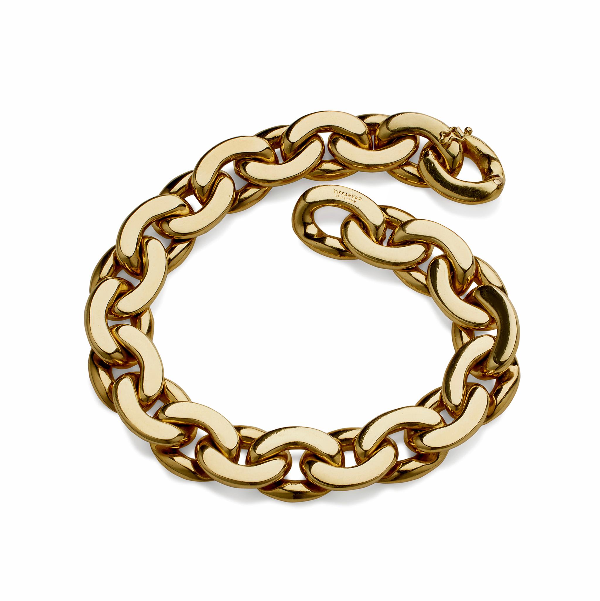 Women's or Men's Tiffany & Co. 18k Gold Curb Link Bracelet For Sale