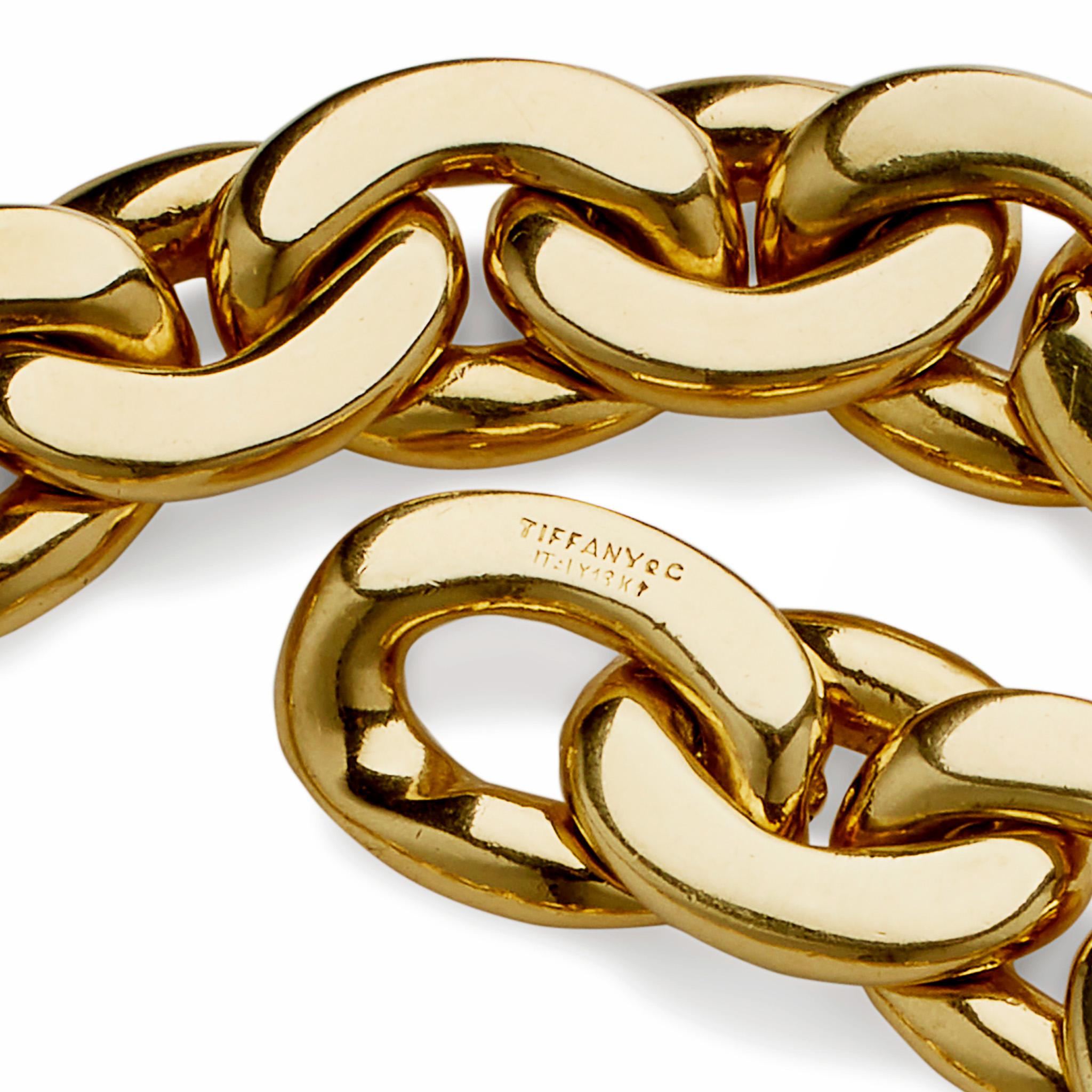 Tiffany & Co. 18k Gold Curb Link Bracelet For Sale 2