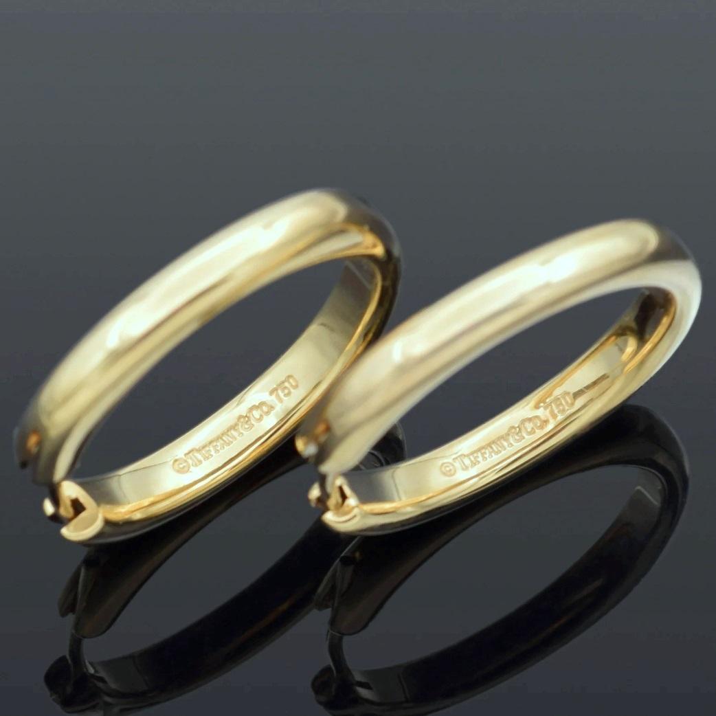 TIFFANY & Co. 18K Gold Cushion Hoop Earrings 1