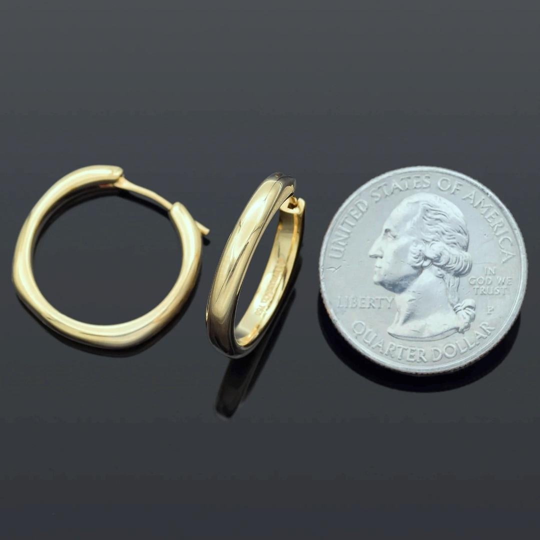TIFFANY & Co. 18K Gold Cushion Hoop Earrings 2