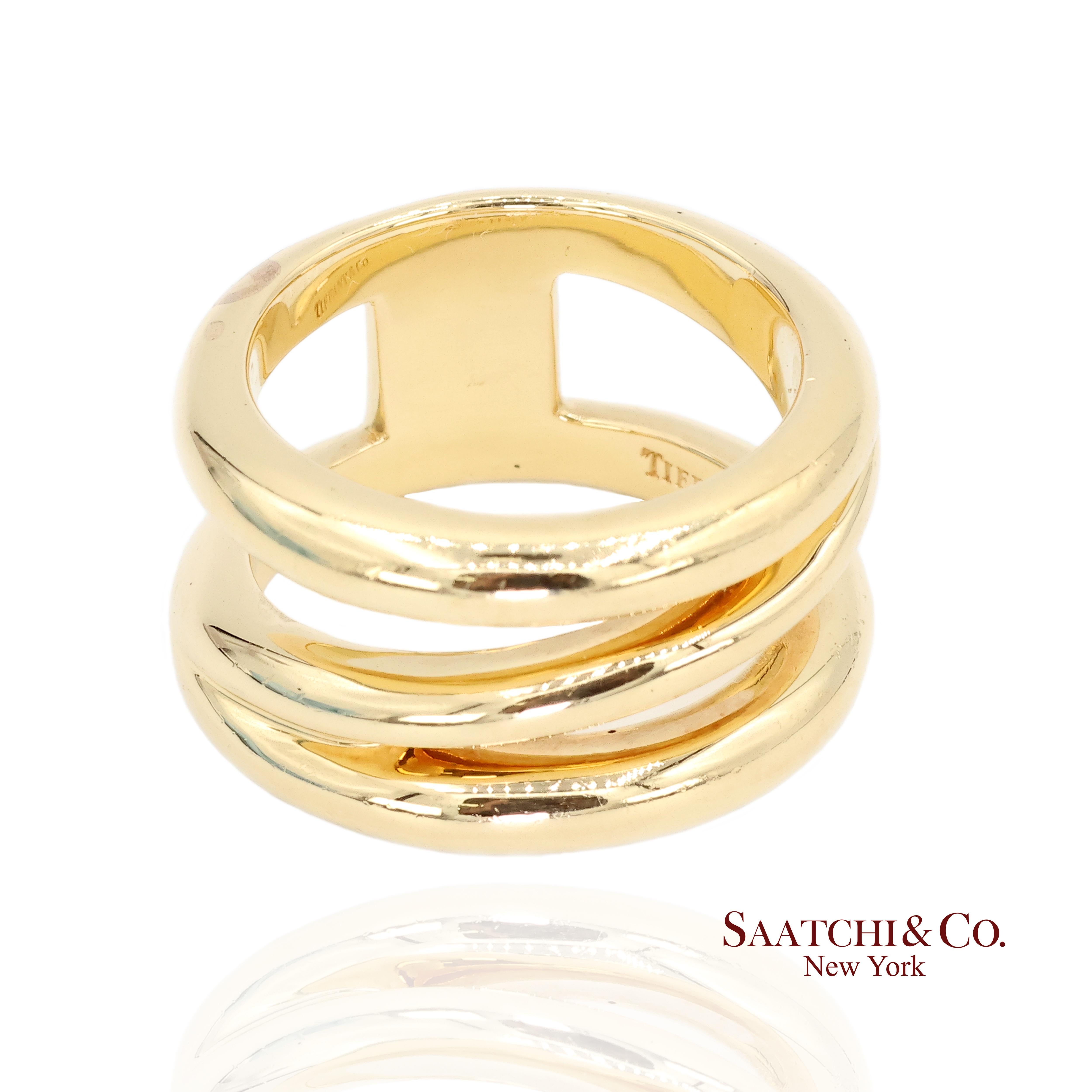Donna Anello Diagonale in Oro 18K TIFFANY & Co. 5,5 Oro Giallo in vendita